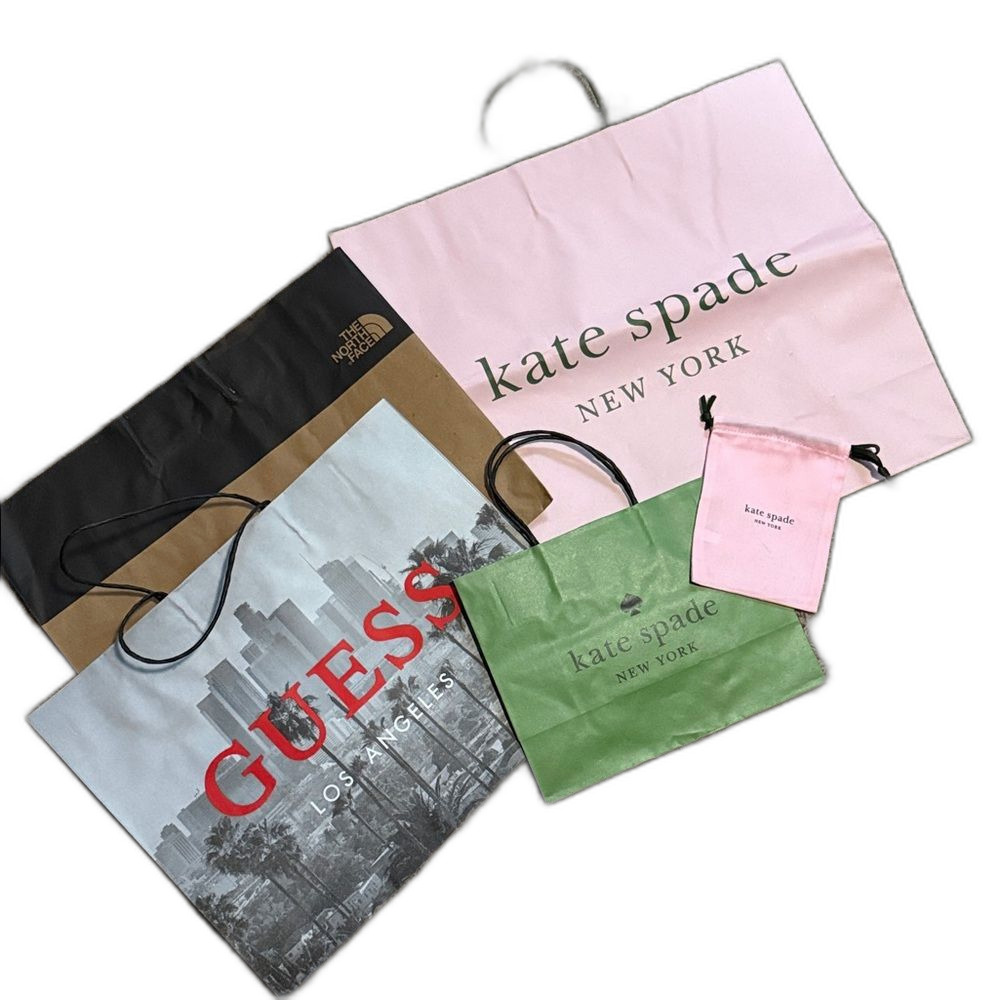 Kate Spade Guess The North Face Gift Dust Bag Shopping Paper Bags Set of 5